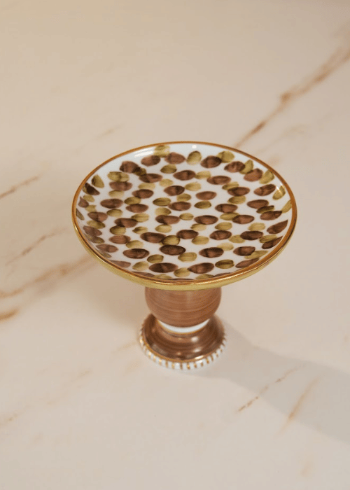 Boleira de Porcelana Marrom e Pistache P