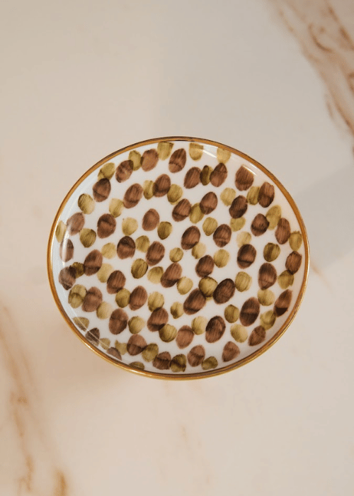 Boleira de Porcelana Marrom e Pistache P