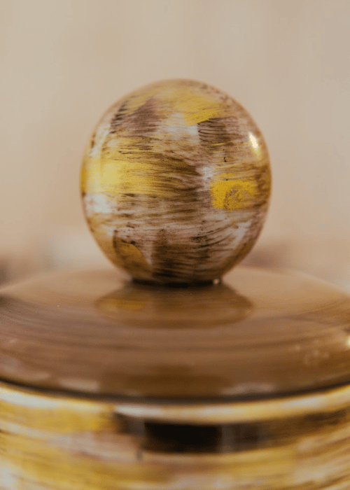 Baleiro de Porcelana Tampa Bola Oliva