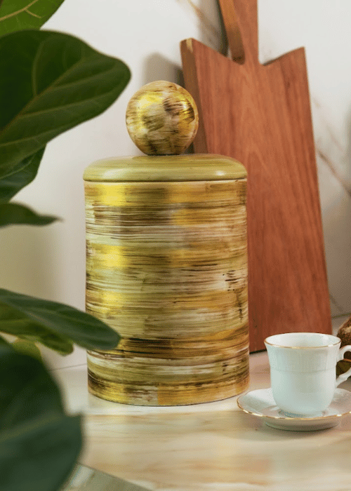 Baleiro de Porcelana Tampa Bola Oliva