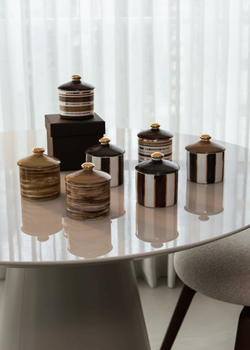 Vela de Porcelana Listrada Tabaco