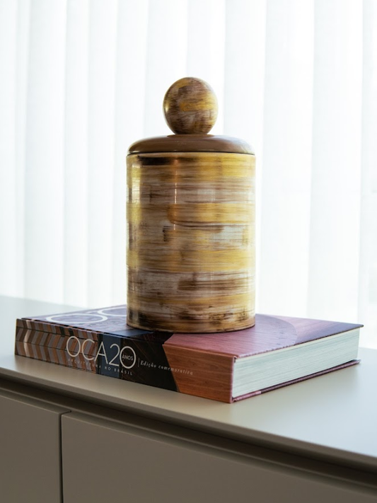 Baleiro de Porcelana Tampa Bola Oliva